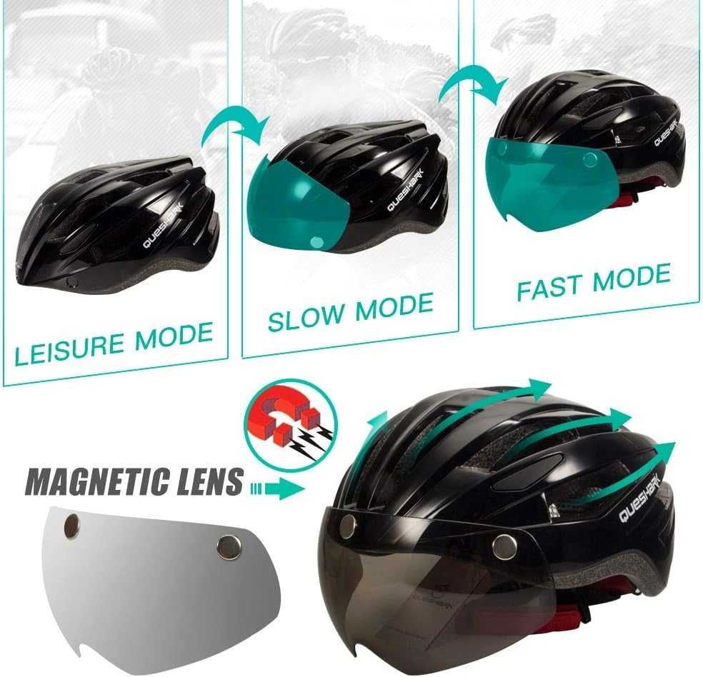 Nowy kask rowerowy Queshark / magnetyczne okulary ! L ! 1311! OKAZJA!