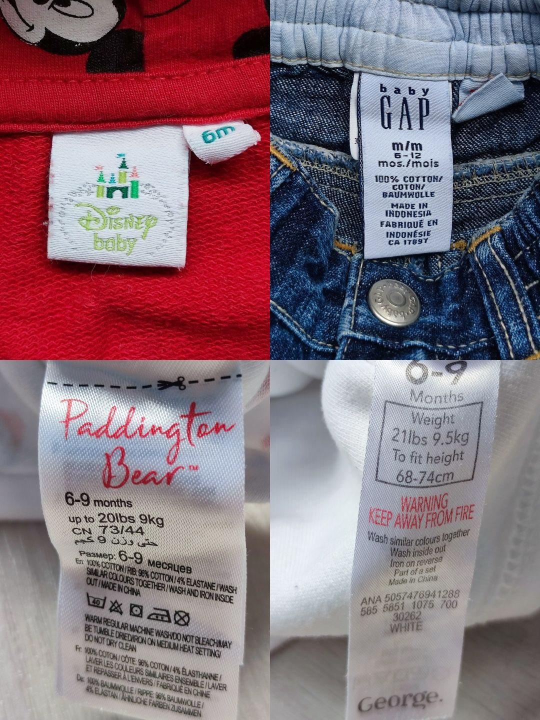 Кофта,джинсы,бодік Gap,George,Disney на хлопчика на 6-9 міс.