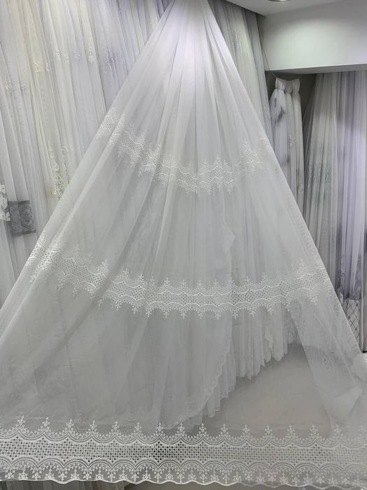 Тюль бамбук з вишивкою, гардины фіранки турецька, штори