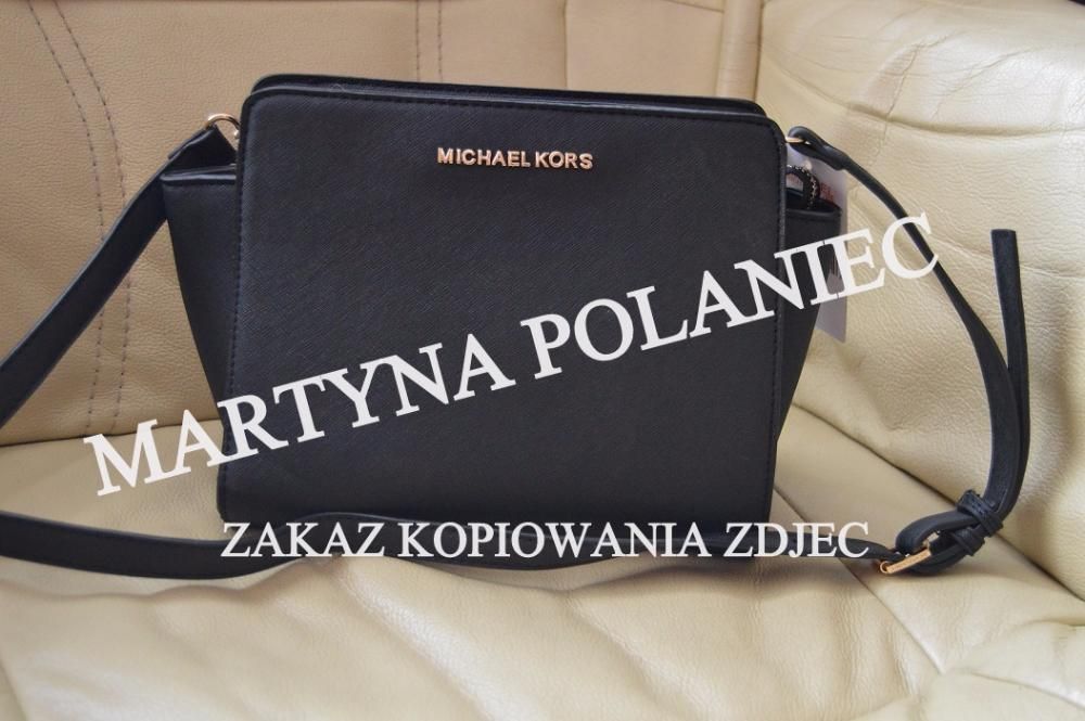 Czarna torebka MK selma mała mini listonoszka na ramię MICHAEL KORS