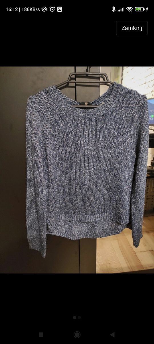 Sweter XS granatowy z błyszczącą nitką