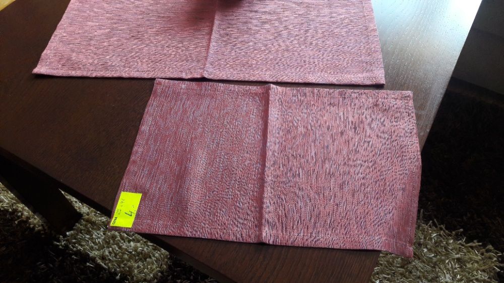 Serweta różowa z niebieskim 59 x 59 serwetka 27 x 41 bieżnik prążki