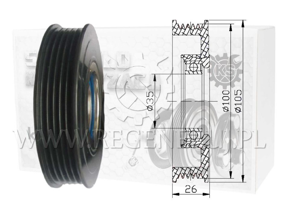 SPRZĘGŁO Sprężarki Klimatyzacji DENSO 5SE12C 5PK 100MM 35x52x12