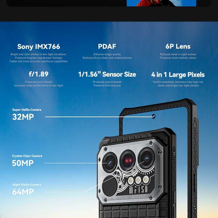 OUКITEL IIIF150 RAPTOR 5G 32/512Gb 50/64NV/Thermal InfiRay/32Mp AMOLED