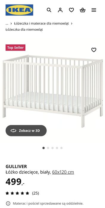 Łóżeczko dziecięce z materacem /baldachimem i karuzelą