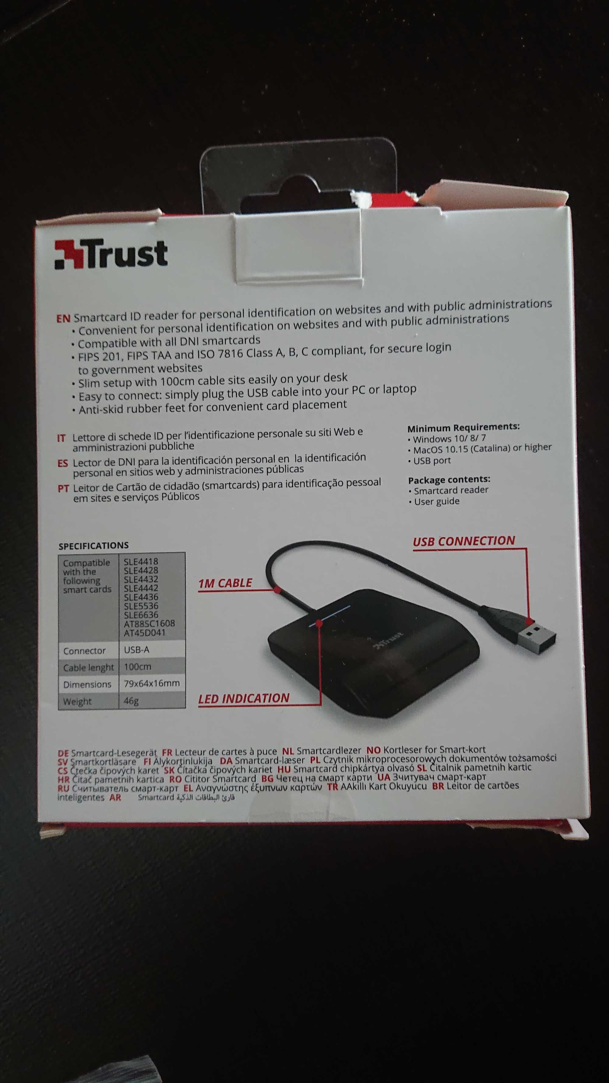 Leitor Cartao Cidadao - Usb Smart Card Reader novo em caixa - Trust