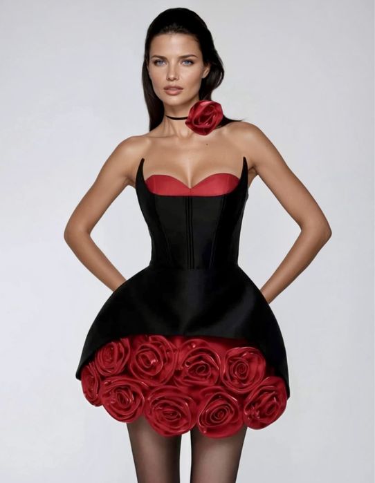 Сукня-міні  корсетна з трояндами