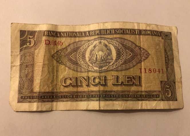 Stary Banknot kolekcjonerski 5 Lei 1966 Rumunia