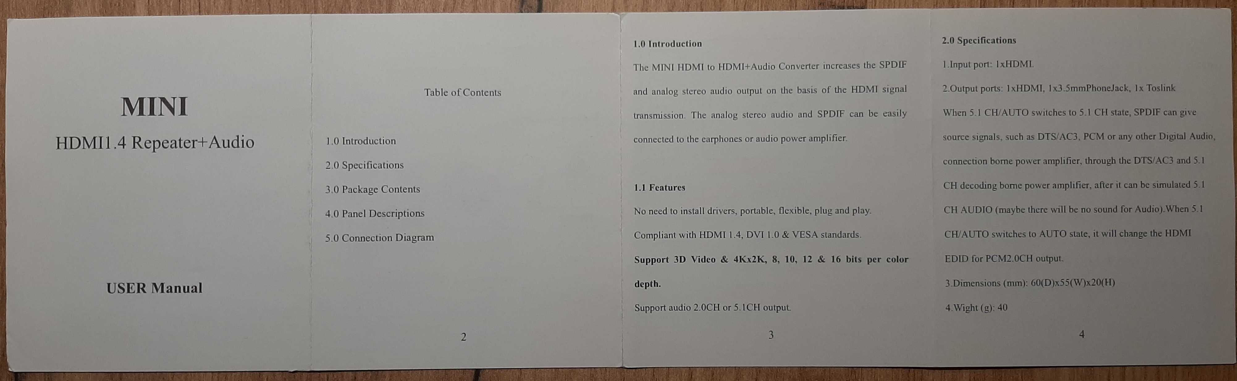 HDMI Audio Extractor; HDMI to HDMI+Audio; HDV-M901
