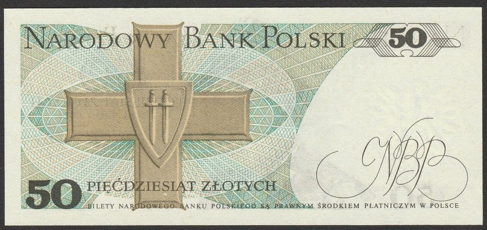 Polska 50 złotych 1975 - Karol Świerczewski - stan bankowy UNC