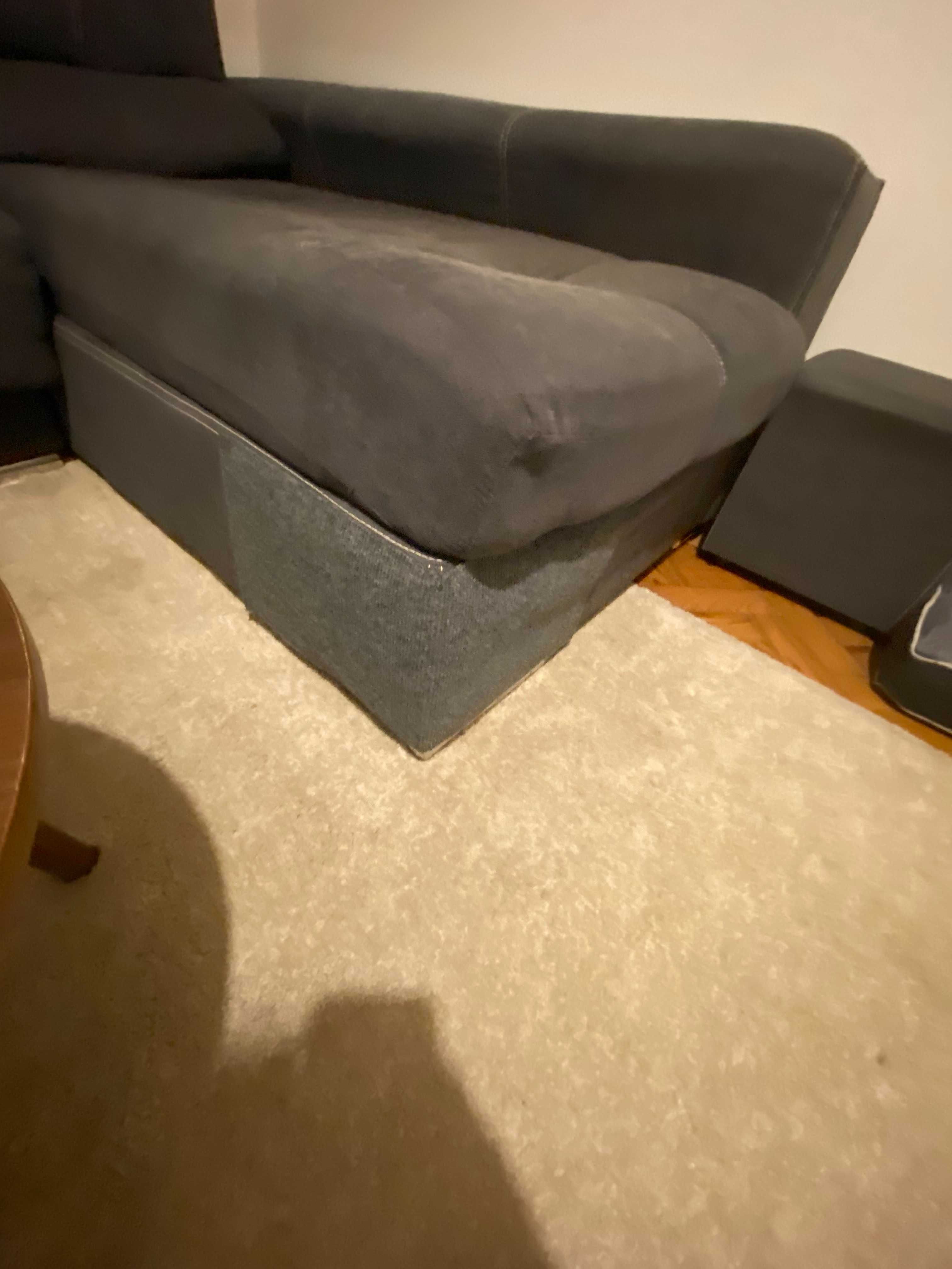 Sofá HomyCasa - 2 Lugares + Chaise Longue + 2 puffs