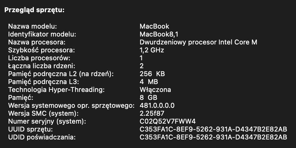 Apple MacBook Retina 5Y71/8GB/512 SSD/MacOS Big Sur - Silver - A1534
