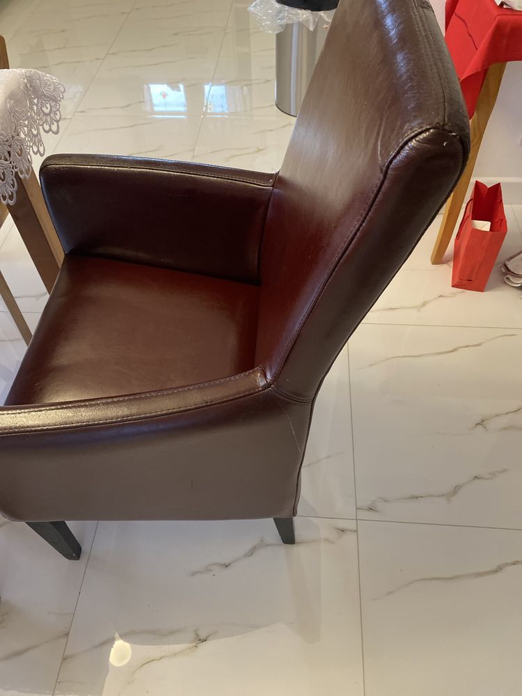 Fotel ze skóry naturalnej ciemny bordo, fotel skorzany