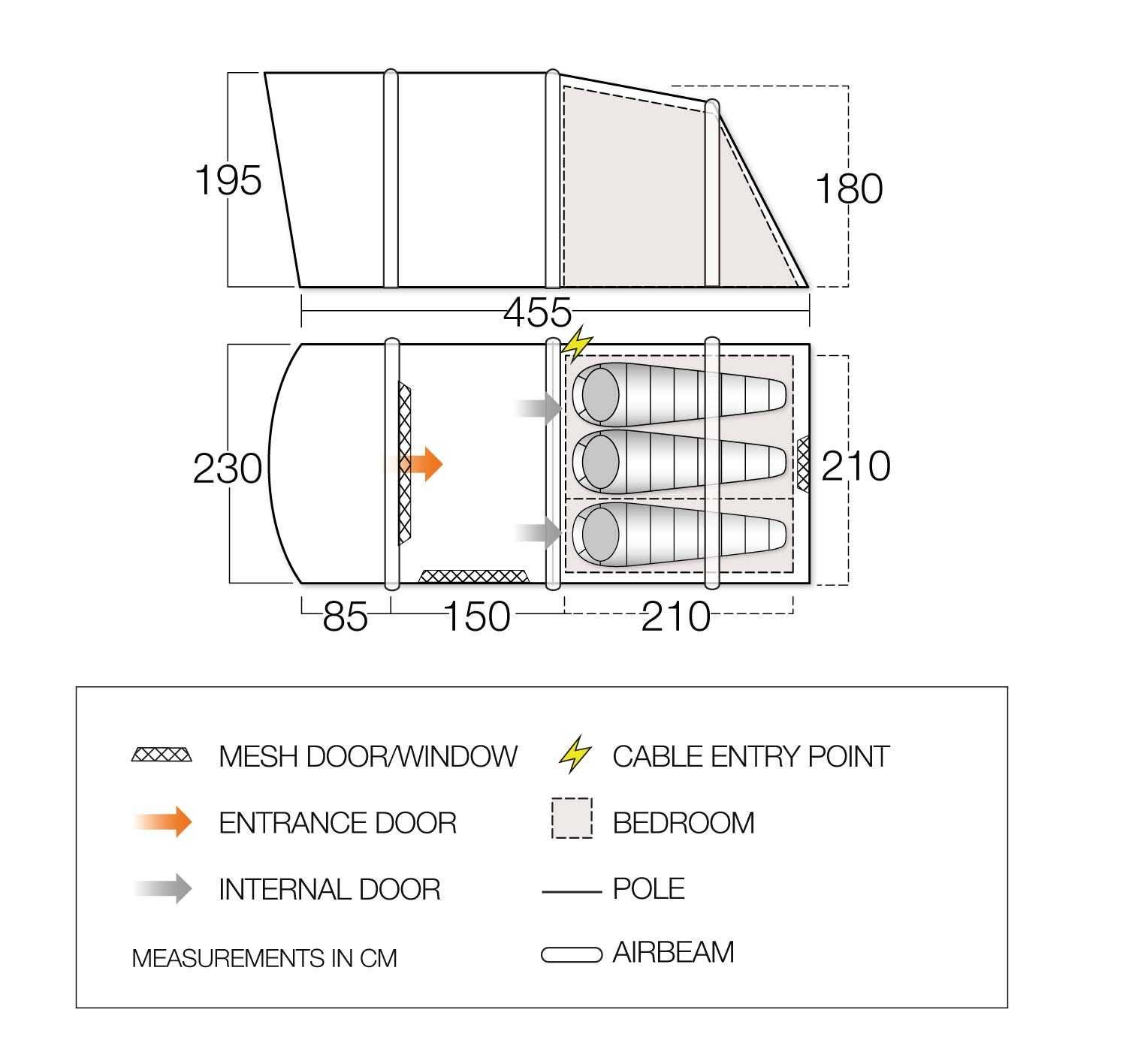 namiot rodzinny 3 osobowy nadmuchiwany VANGO HARRIS AIR TC 350