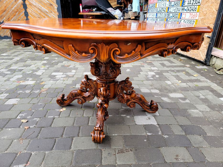 Вінтажний Дубовый обеденный стол резьба Барокко  Бельгия