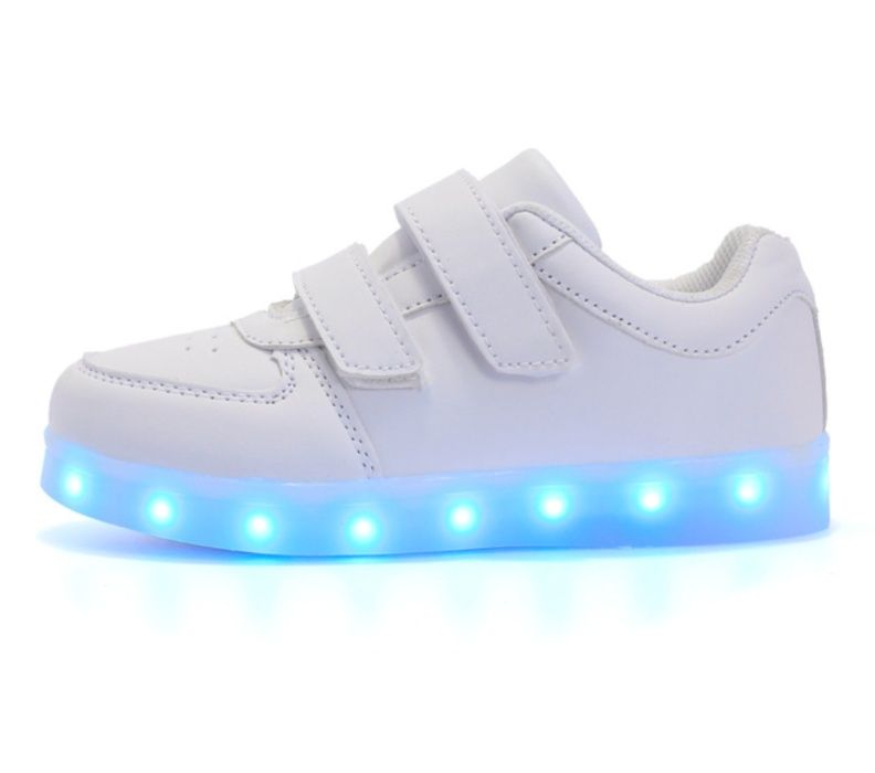 Buty świecące LED - Dziecięce na rzepy - Dla dzieci białe