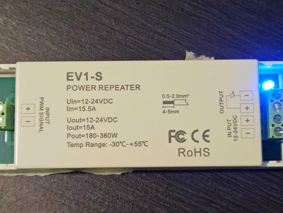 Wzmacniacz LED 12-24V DC 15A - MONO - EV1-S Power repeater
