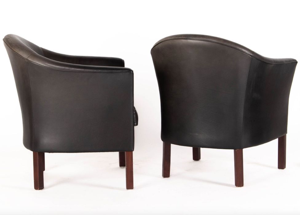 Fotele skórzane Mogens Hansen & Lars Kalmar -  Dania 1980s dwie sztuki