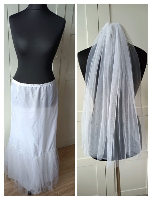 Suknia ślubna plus size maxi halka bolerko welon