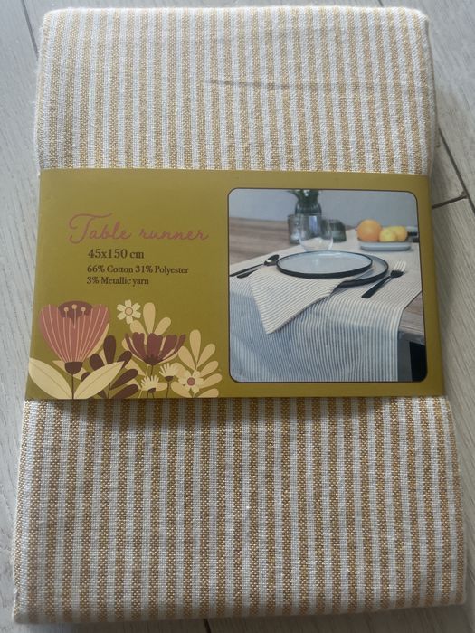 Bieznik zolto-bialy 45x150