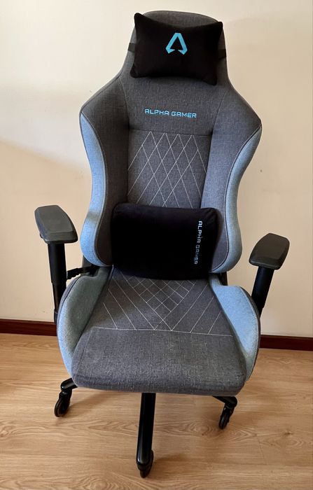 Cadeira Gaming Alpha Gamer Gaia Dark Grey/Blue Fabric V2