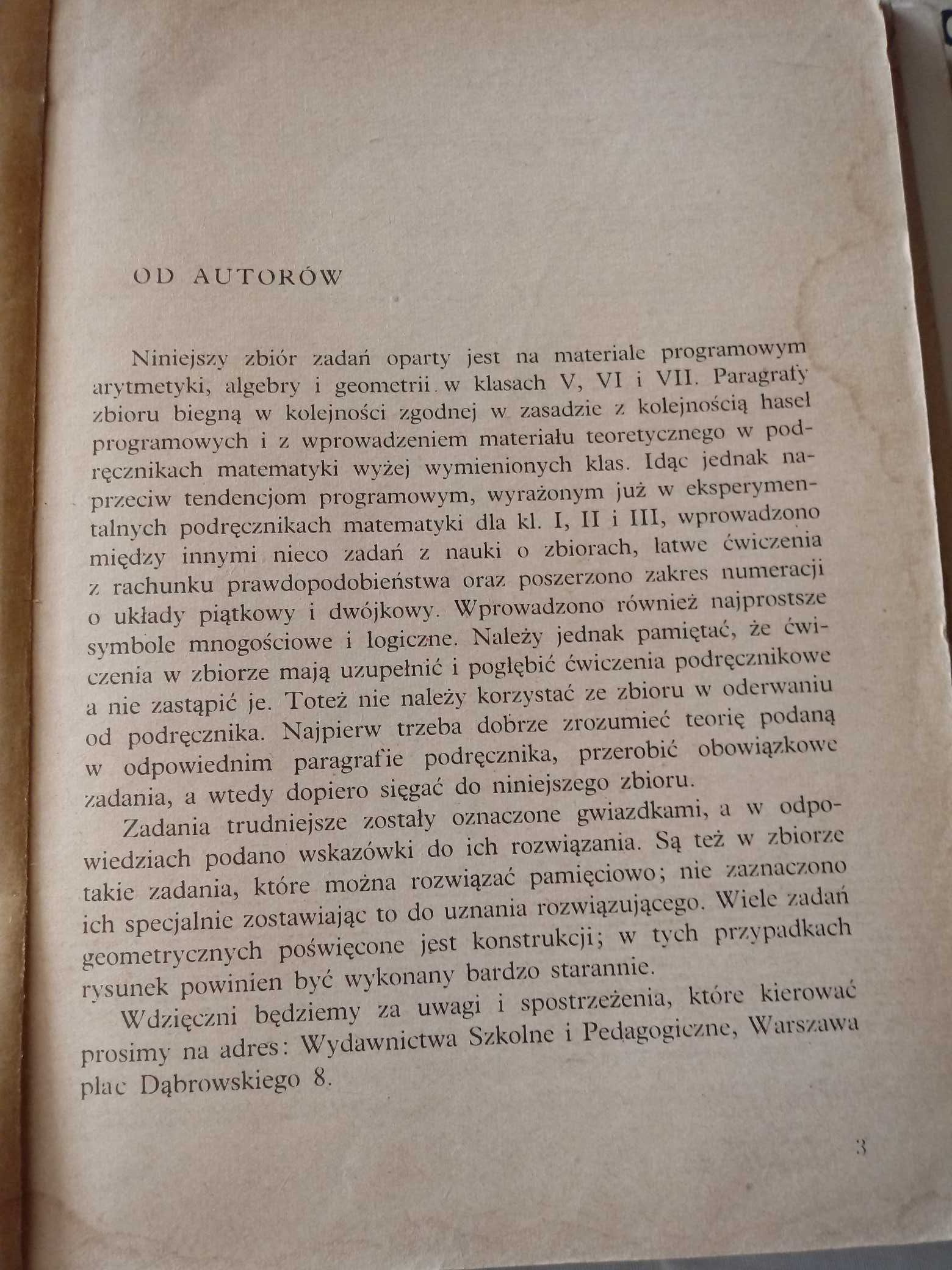 Zbiory zadań z matematyki dla szkoły podstawowej klasa 5,6,7 i 8.