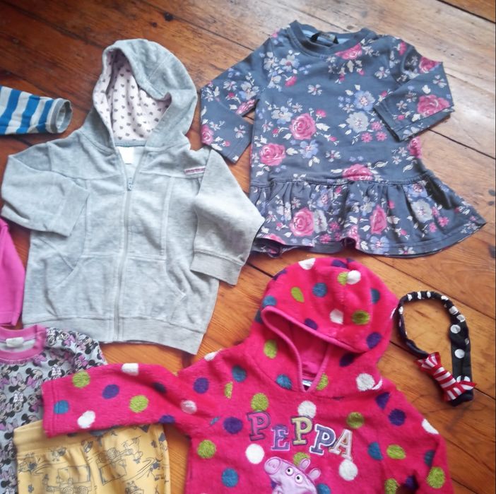 Zestaw ubrań jesień-zima dla dziewczynki; w tym dwustronna bluza