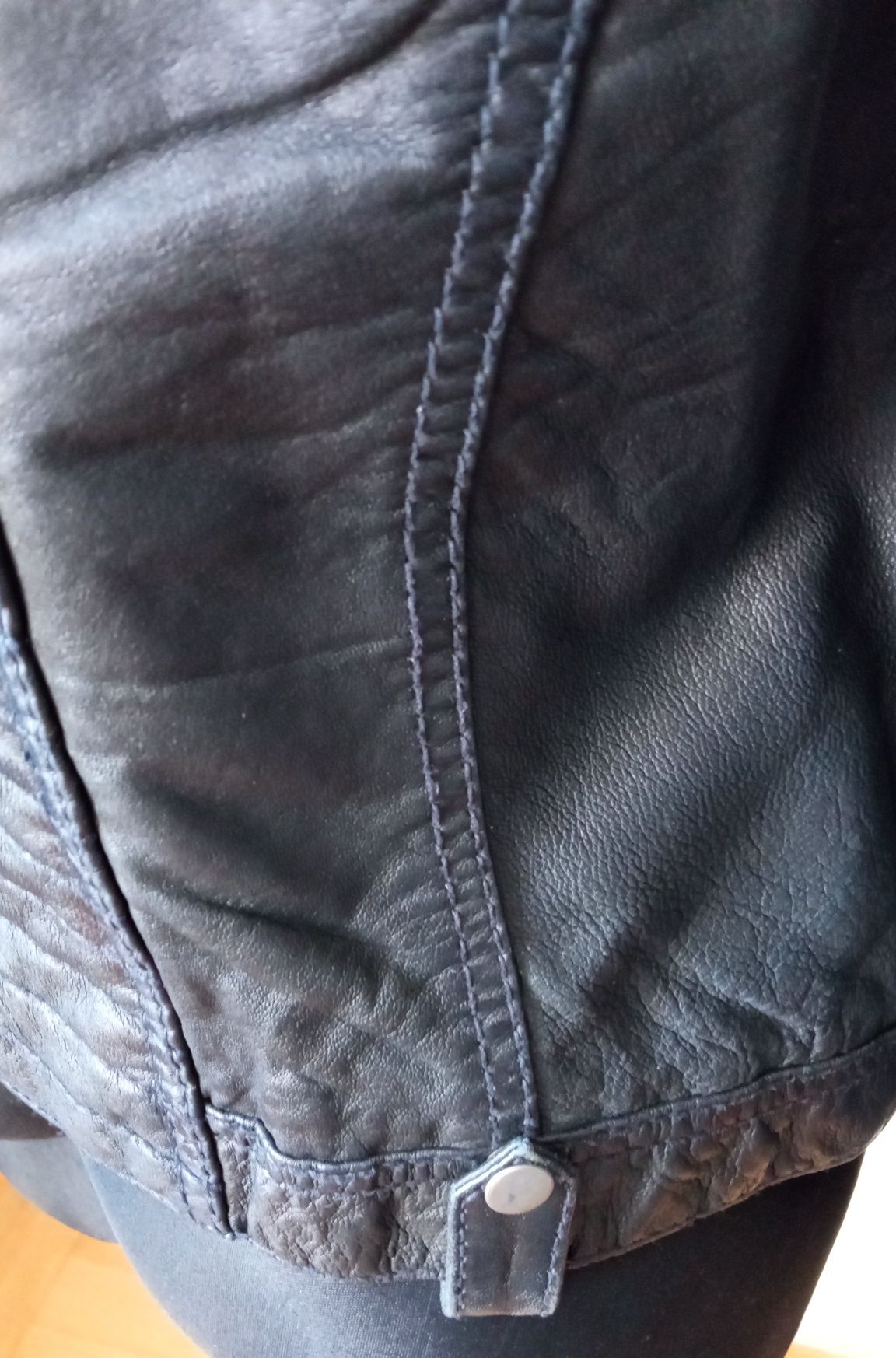 Damska skórzana kurtka typu biker, rozmiar 34/36, skóra jagnięca.