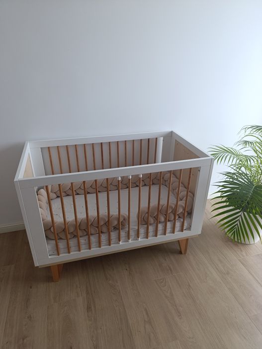 Łóżeczko 140x60 + komoda Klupś Lydia drewno sosna białe gratis materac