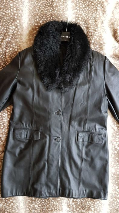 Kurtka skórzana damska SKÓRA czarna z podpinką L -XL