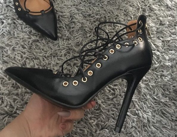 Szpilki 41 Missguided sexy ROCK czarne wiązanie wiązane sznurowane HIT