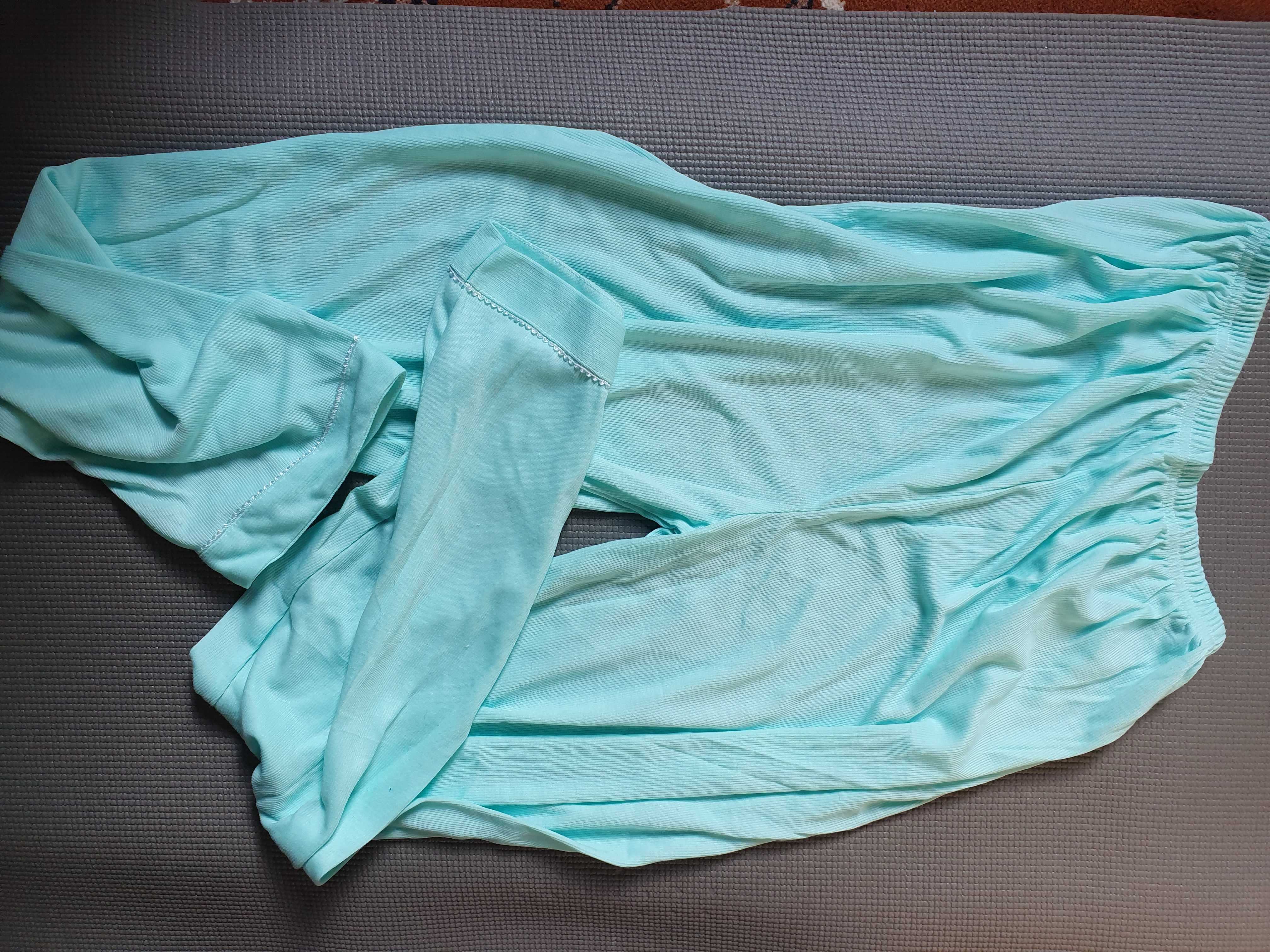 Elegancka seledynowa piżama, długi rękaw i nogawki