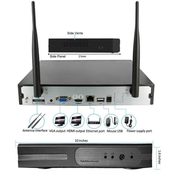 Kit Vídeo Vigilância 8 Câmaras WiFi 1080P • Som • Visão Noturna • APP