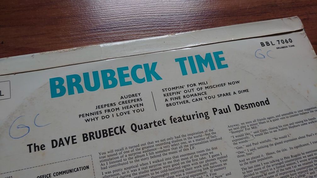 Brubeck Time LP Dave Brubeck Winyl Jazz UK press