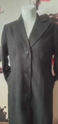 Długi czarny płaszcz klasyczny  rozmiar 46