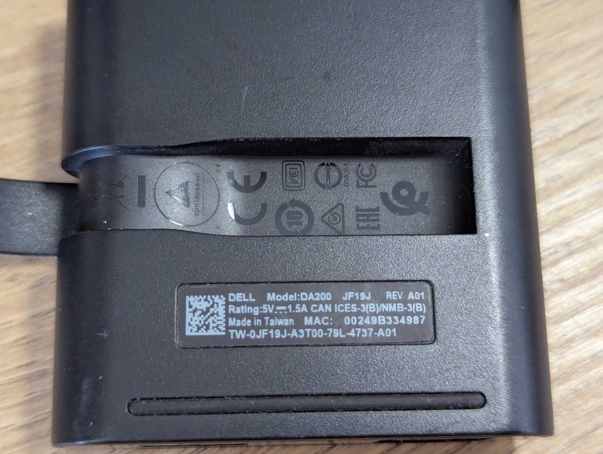 Адаптер переходник DELL DA200 USB-C на HDMI, VGA, RJ45 Ethernet, USB