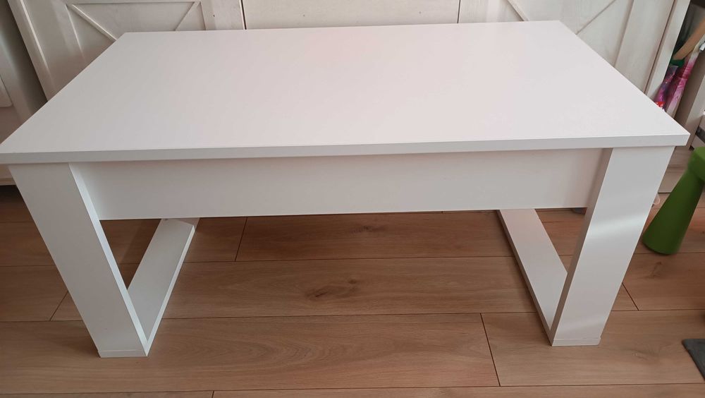 Biała ława stolik z szufladami po bokach 110x60 cm