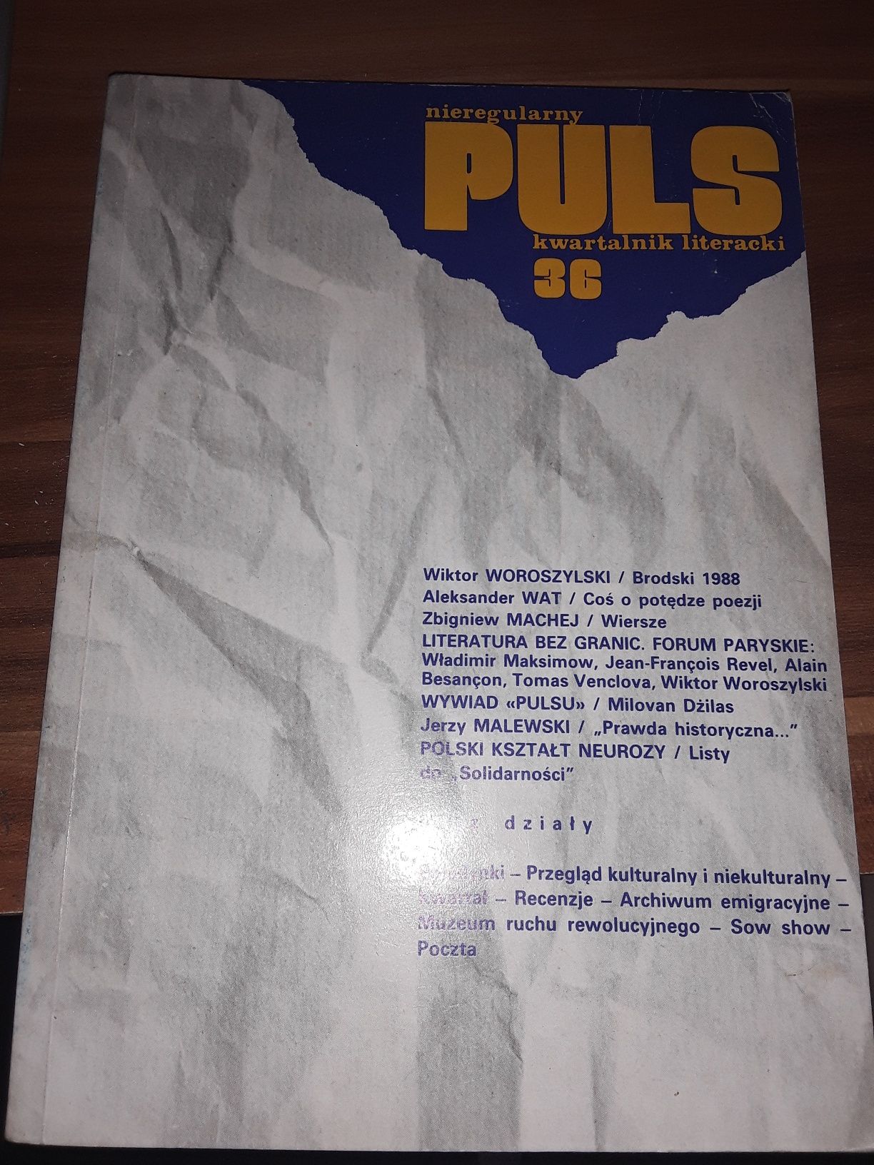 Puls nieregularny kwartalnik literacki nr 36 zima 1987 Heller woroszyl