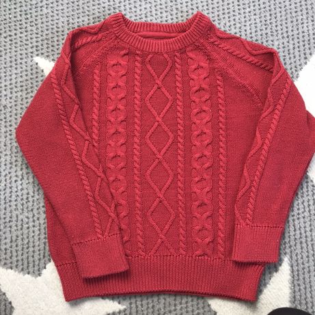 Sweterek sweter chłopięcy czerwony świąteczny 110/116 HM