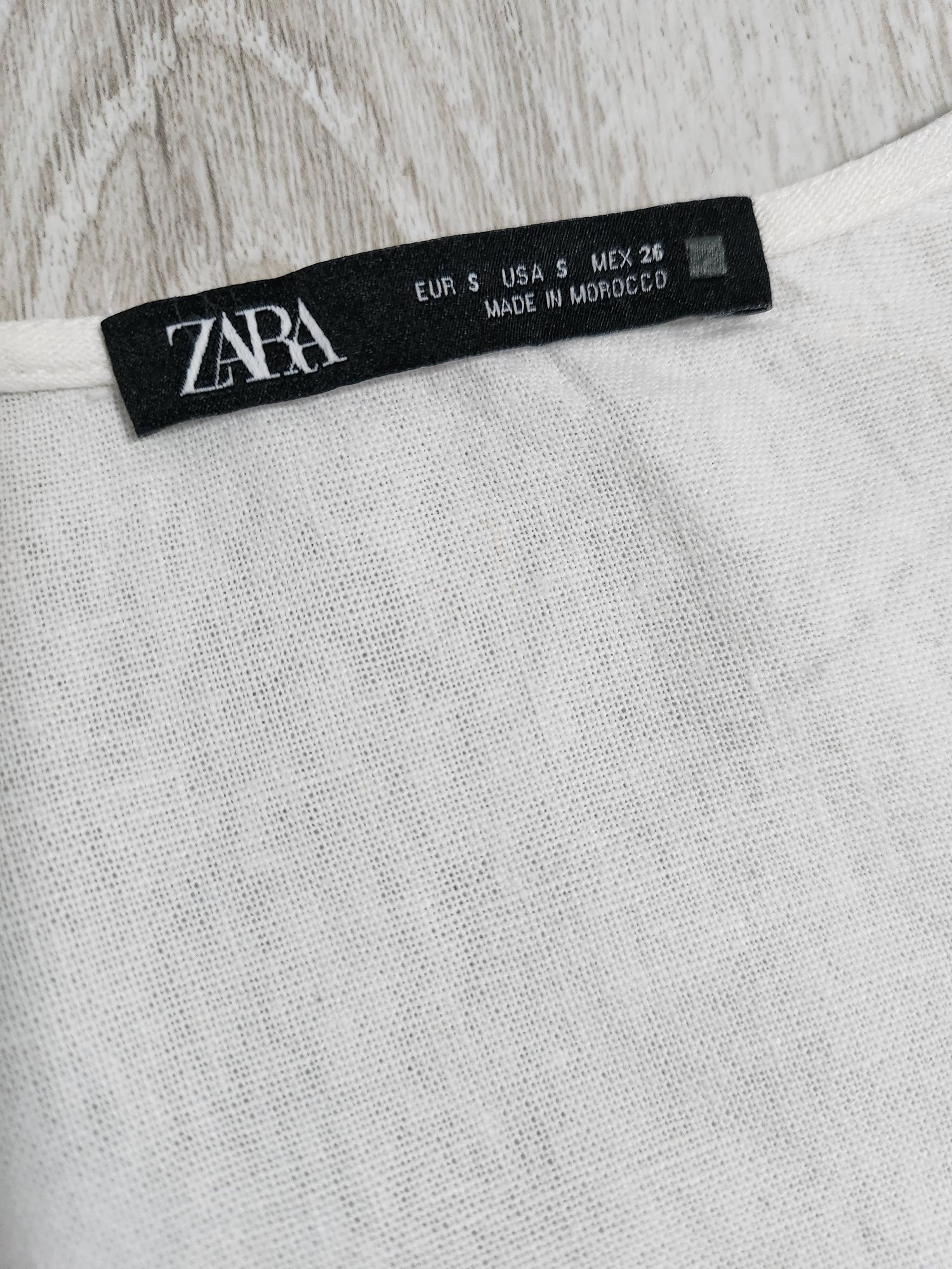 Белое короткое платье Zara лён