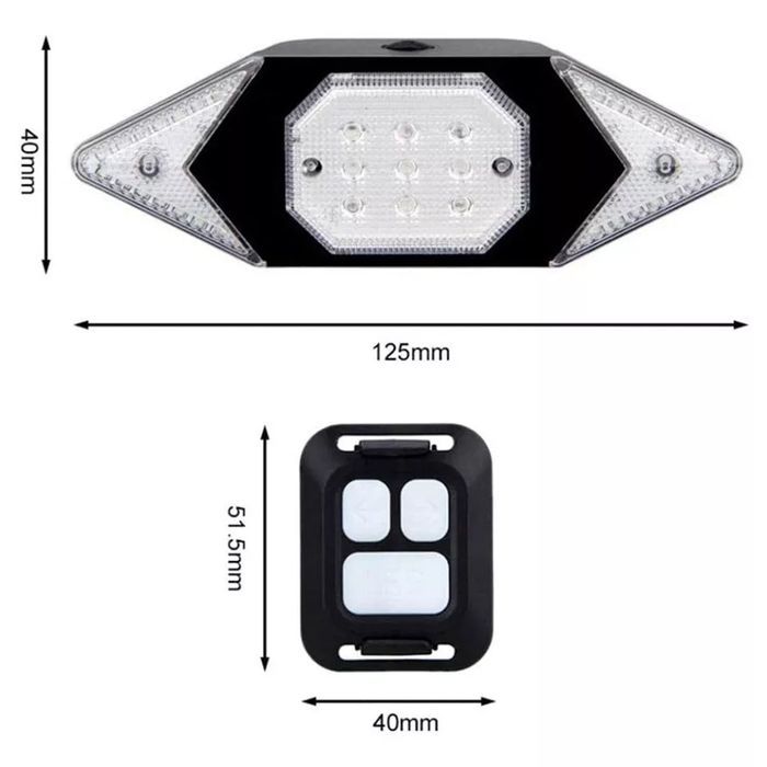 Piscas recarregáveis bicicleta mudança direção controlo remoto