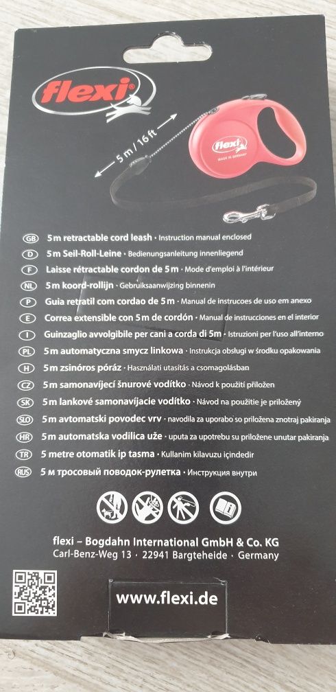 Automatyczna smycz linkowa flexi 5m + butelka podróżna dla psa - zest