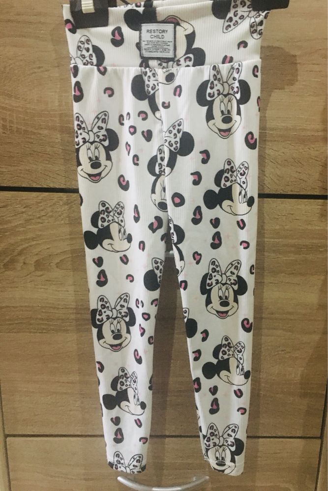 Śliczne legginsy prążek Disney minnie Polska produkcja 98/104