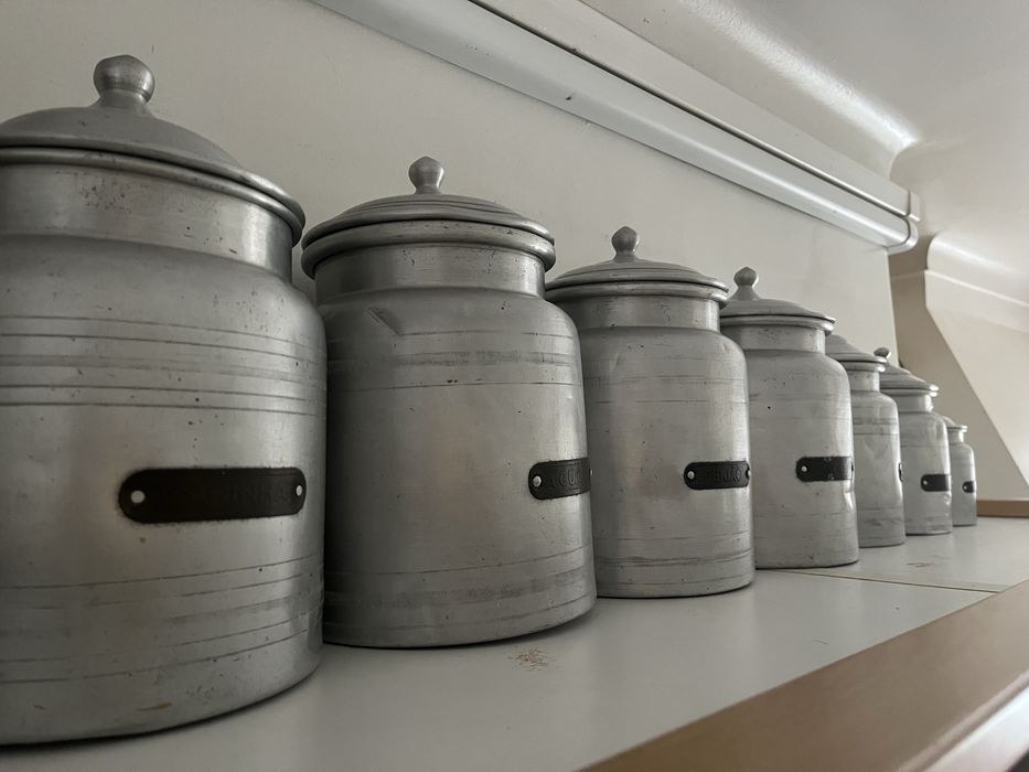 7 potes de aluminio para dispensa, para armazenar diversos.