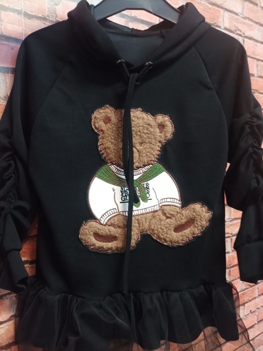 Czarna tunika z Misiem 134 140