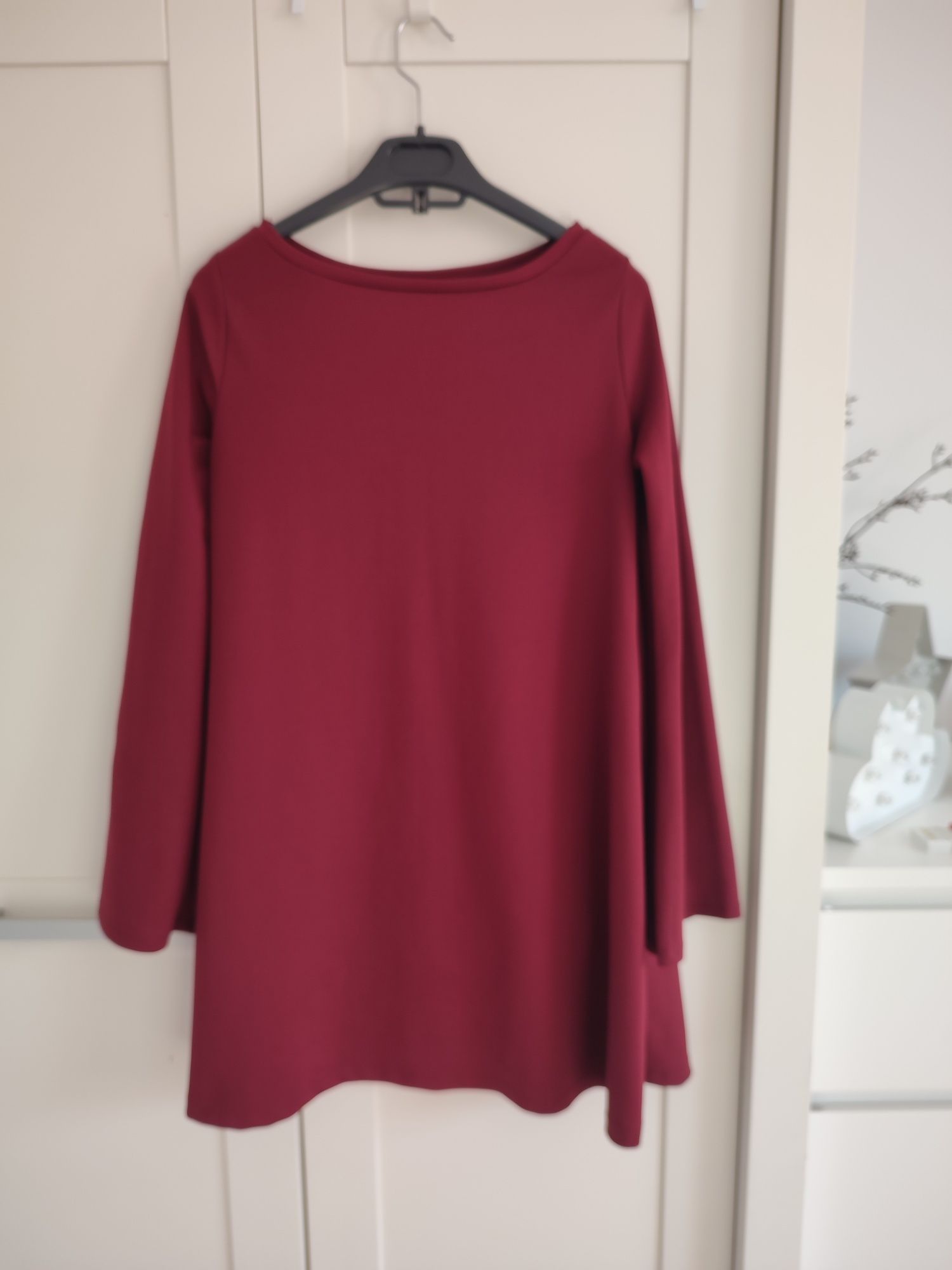 Sukienka Zara 36 S bordowa trapezowa elegancka
