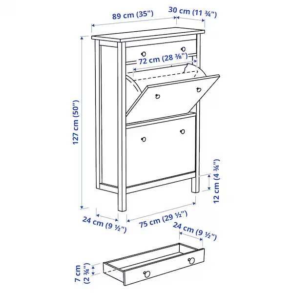 HEMNES Szafka na buty 2 przegrody, czarnobrąz 89x30x127 Nowa