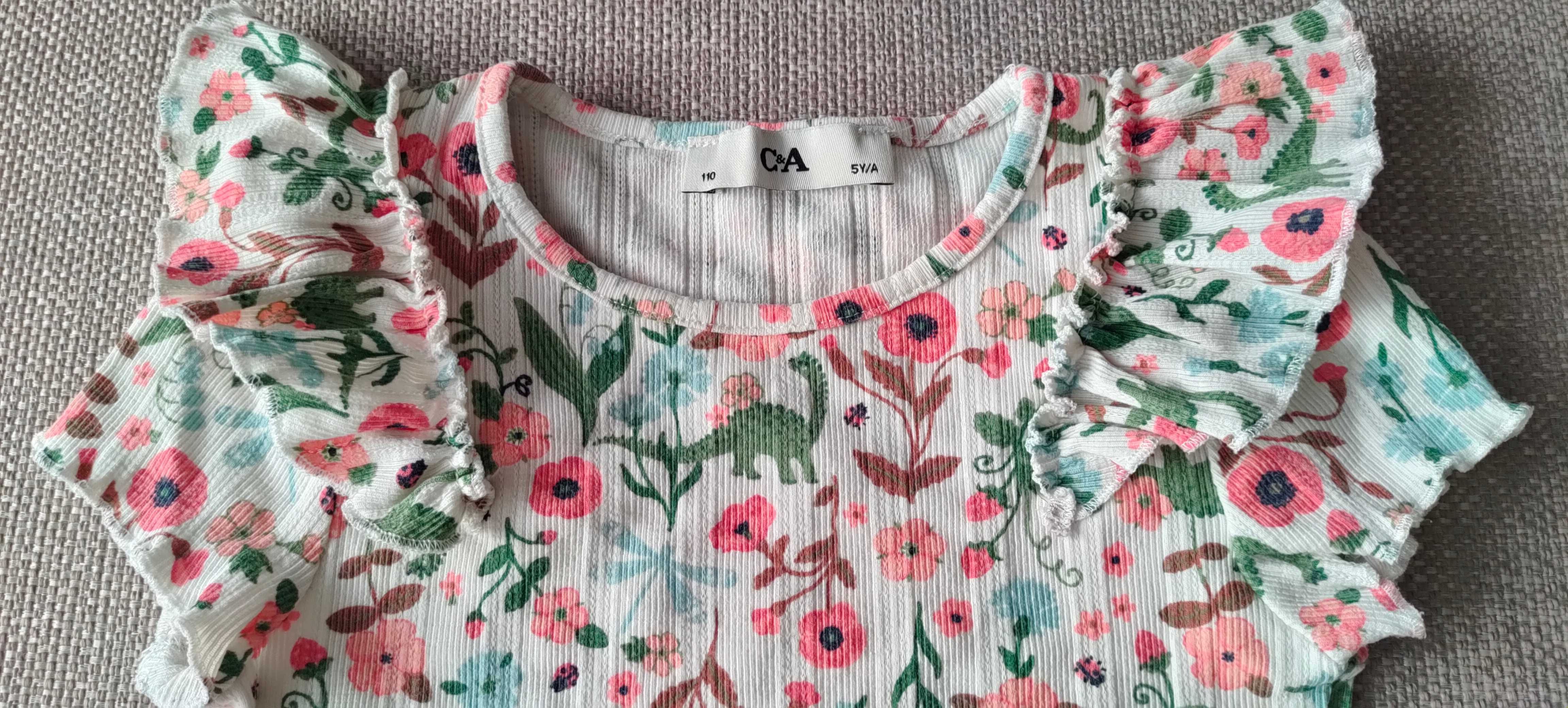 T-shirt prążki dla dziewczynki, C&A, rozmiar 104/110