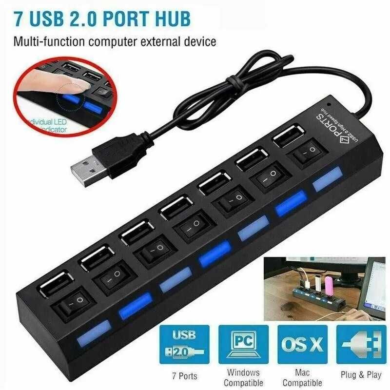 hub usb 7 port z włącznikami