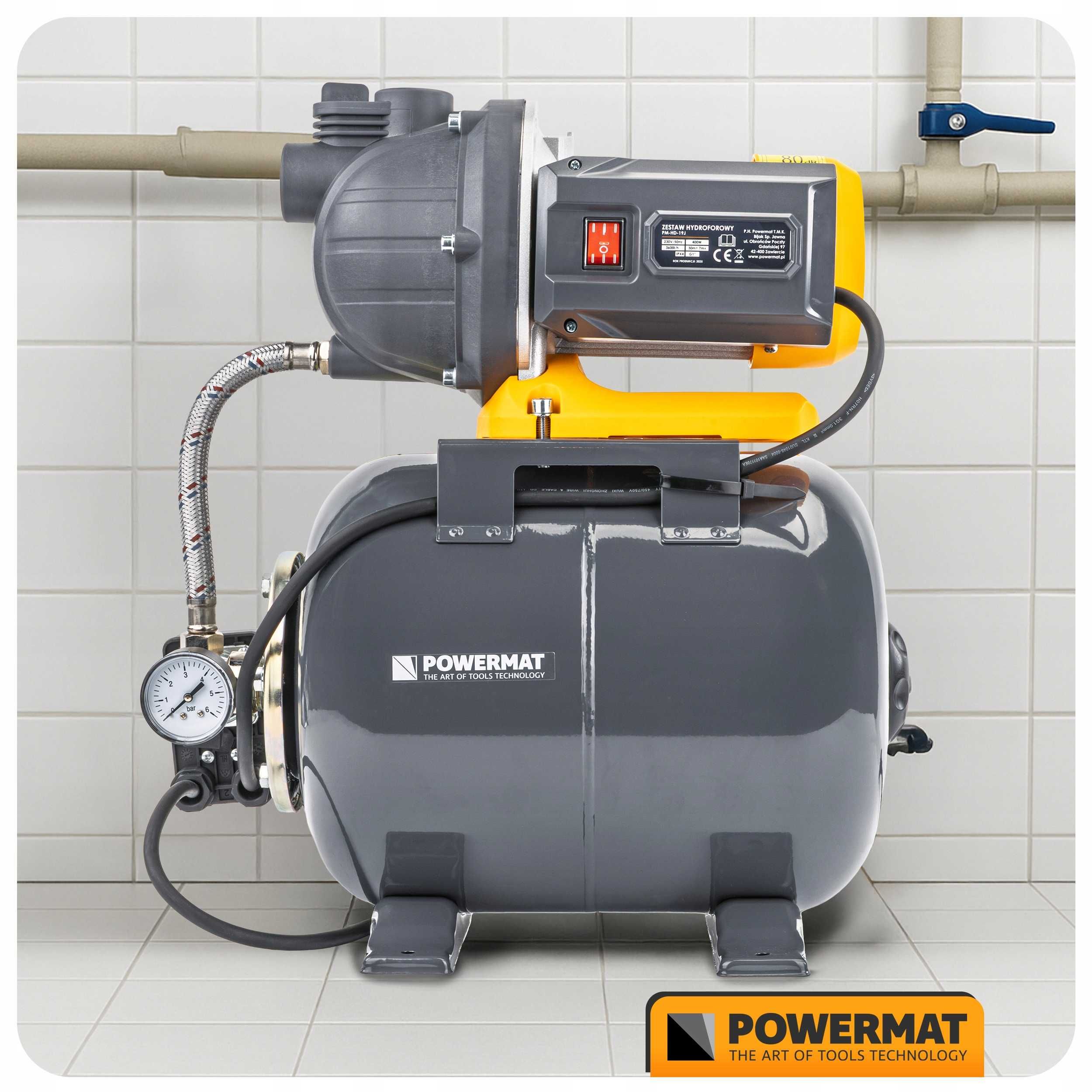 Pompa hydroforowa hydrofor do wody zbiornik 19l 400w zestaw 3600l/h